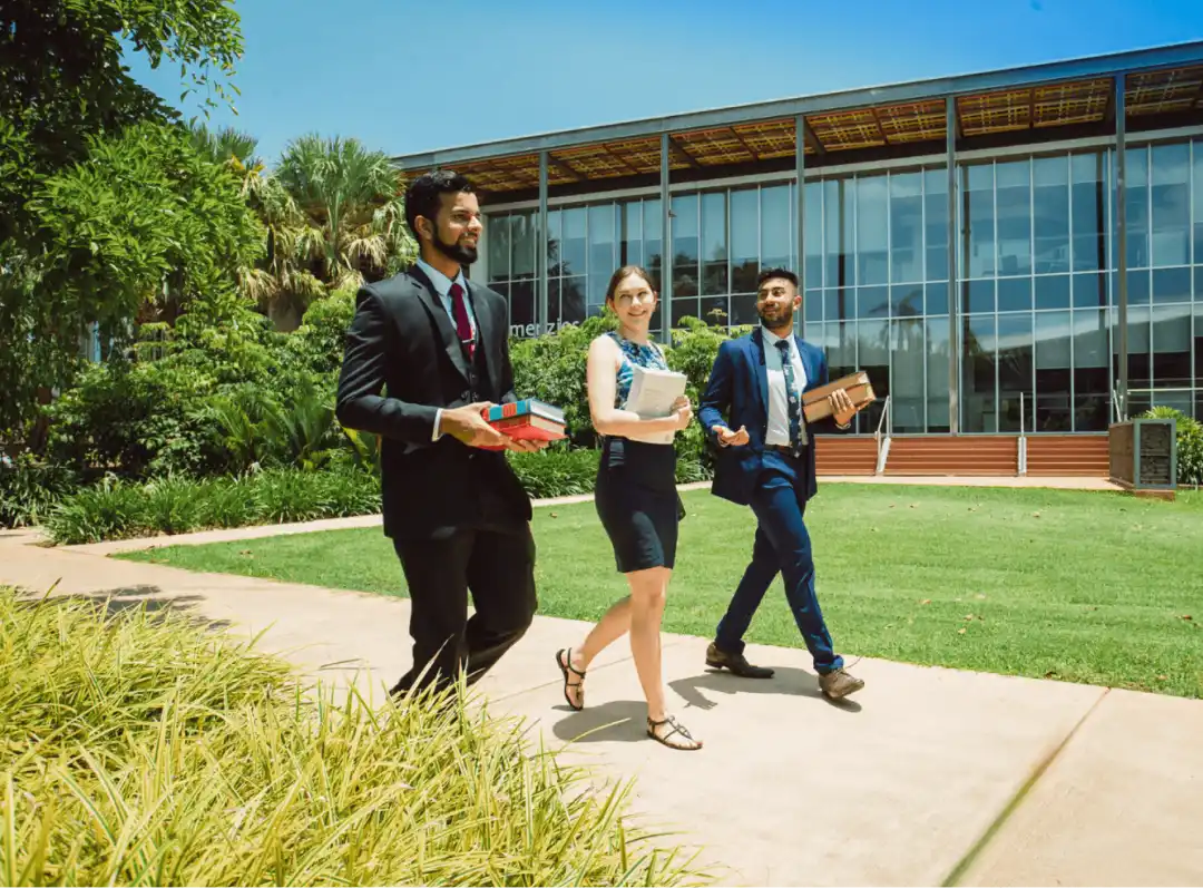 Charles Darwin University, student heading to class