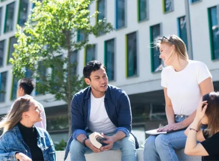 Queensland University of Technology, students discussing outdoor