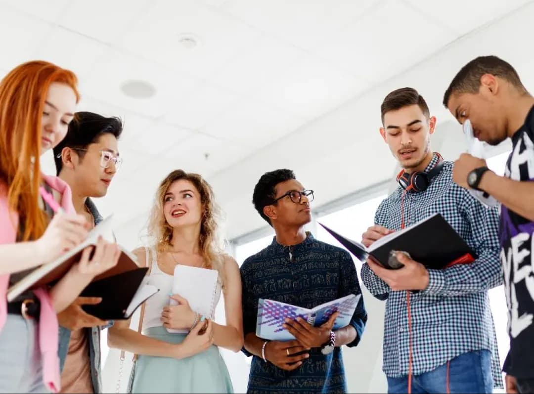 Heriot-Watt University, student having a group discussion